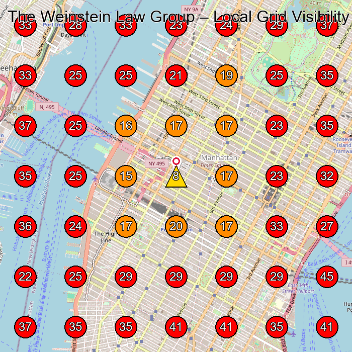 The Weinstein Law Group GeoGrid visibility map for Personal Injury Attorney in New York